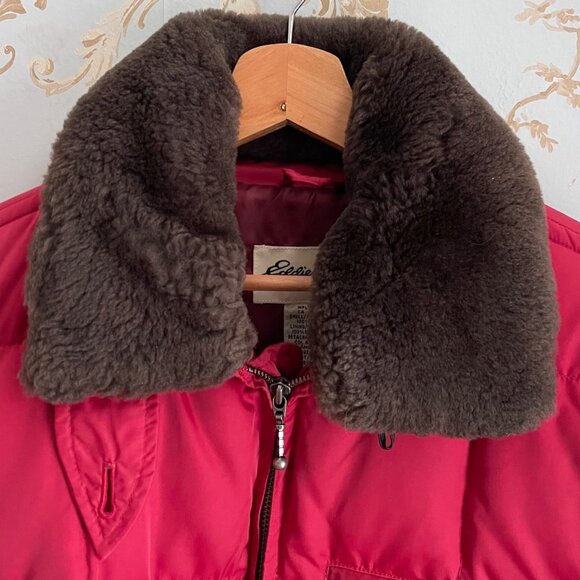 Vintage Eddie Bauer Women Goose Down Parka Size S Red 80s 90s Ski Quiet Luxury - Picture 5 of 13